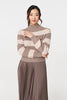 Brown | Striped High Neck Pleat Knit Maxi Dress
