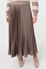 Brown | Striped High Neck Pleat Knit Maxi Dress
