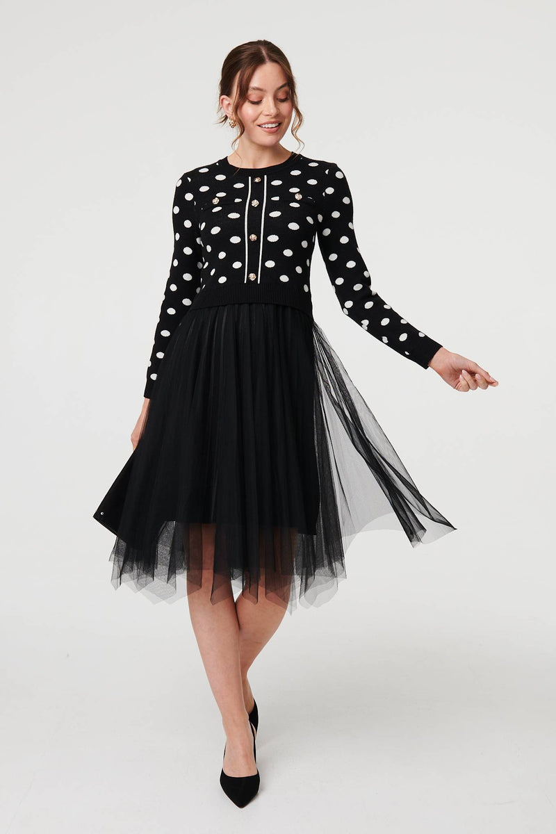 Polka Dot Semi Sheer Mesh Midi Dress | Izabel London Polka Dot Semi Sheer Mesh Midi Dress | Izabel London