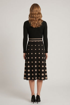 Black | Spotty Print High Neck Midi Jumper Dress