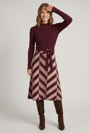 Red | Geo Print High Neck Midi Jumper Dress