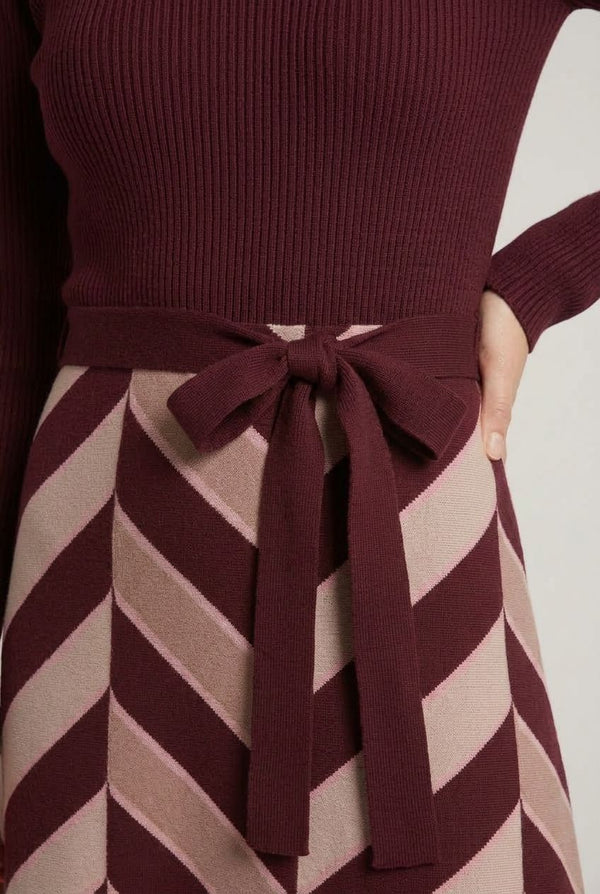 Red | Geo Print High Neck Midi Jumper Dress