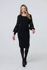 Black | Long Sheer Sleeve Bodycon Knit Dress
