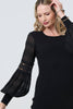 Black | Long Sheer Sleeve Bodycon Knit Dress
