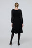 Black | Semi Sheer Pleated Knee length Dress
