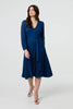 Teal | Semi Sheer Pleated Knee length Dress
