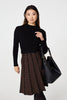 Black | Geo Print Tie Waist Pleated Jumper Dress
