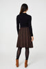 Black | Geo Print Tie Waist Pleated Jumper Dress
