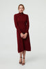 Burgundy | Textured Zip Front Midi Jumper Dress