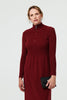 Burgundy | Textured Zip Front Midi Jumper Dress