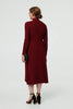 Burgundy | Textured Zip Front Midi Jumper Dress