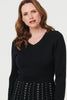 Black | Striped Long Sleeve Midi Knit Dress