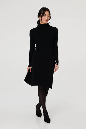Black | Textured Knit Bodycon Midi Dress

