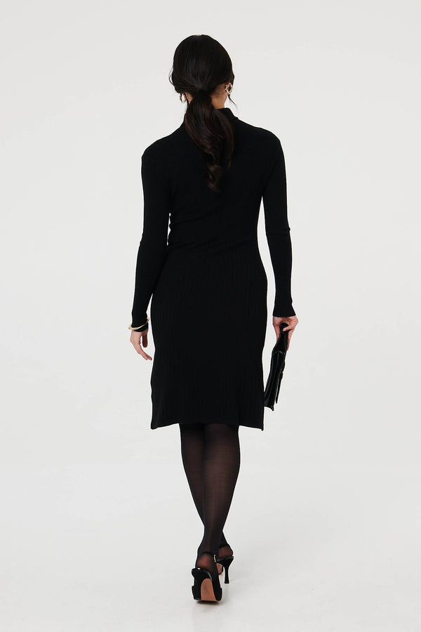 Black | Textured Knit Bodycon Midi Dress
