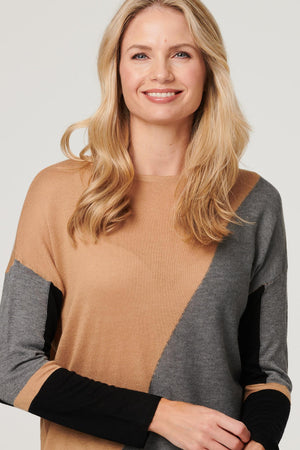 Beige | Boat Neck Relaxed Knit Pullover