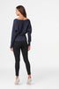 Navy | Metallic Wrap Front Knit Top