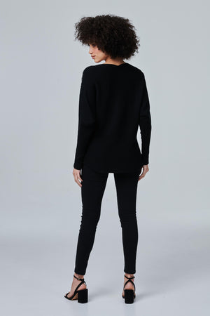 Black | Embellished Neckline Knit Top