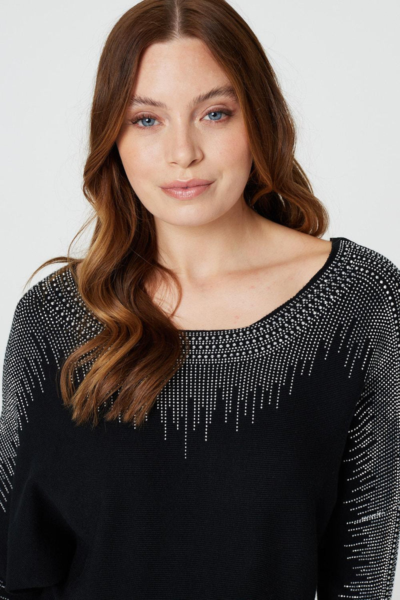Black embellished jumper online