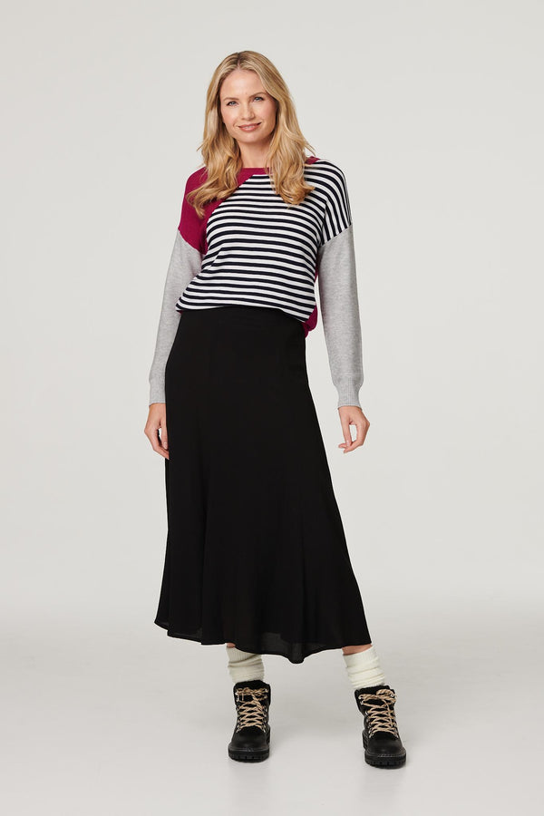 Pink | Striped Colour Block Knit Jumper