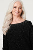 Black | Embellished Long Sleeve Knit Top