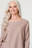 Brown | Embellished Long Sleeve Knit Top