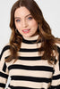 Beige | Striped Relaxed Roll Neck Jumper
