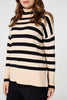 Beige | Striped Relaxed Roll Neck Jumper
