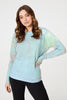 Green | Marble Print Metallic Relaxed Jumper
