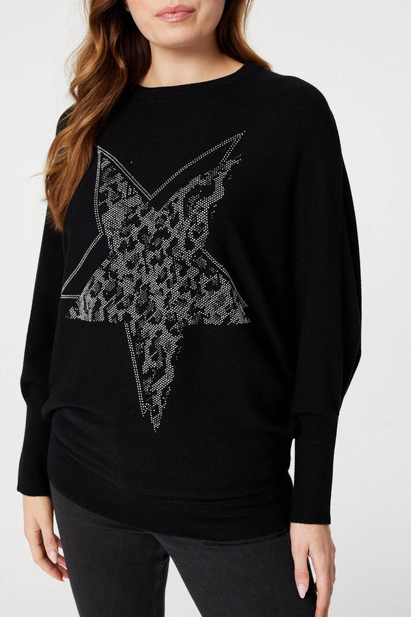 Black | Star Embellished Knit Sweater