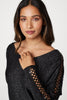 Black | Metallic Lace Sleeve Knit Pullover