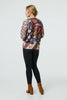 Blue | Leaf Print Drop Shoulder Jumper
