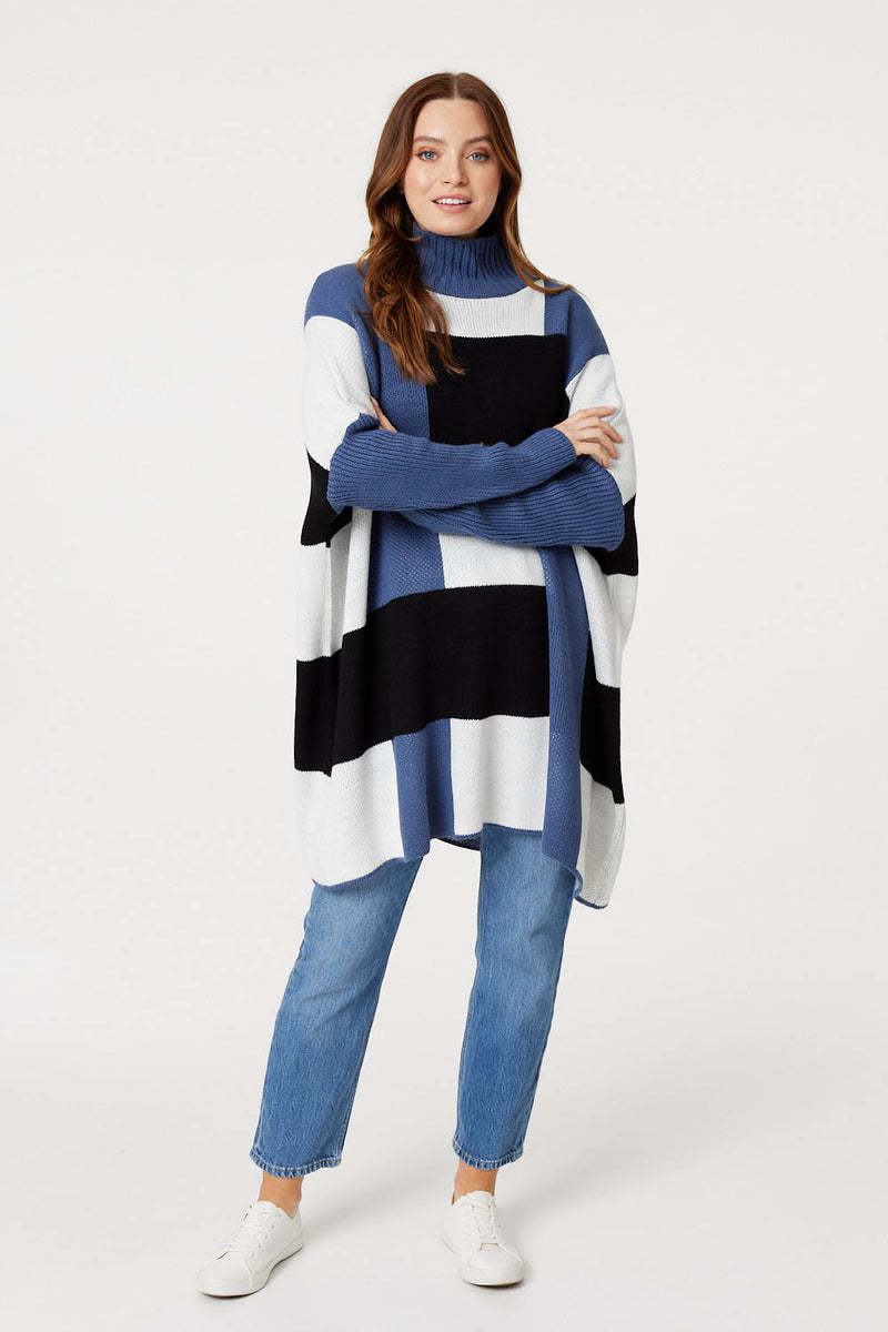Blue | Colour Block Oversize Knit Jumper