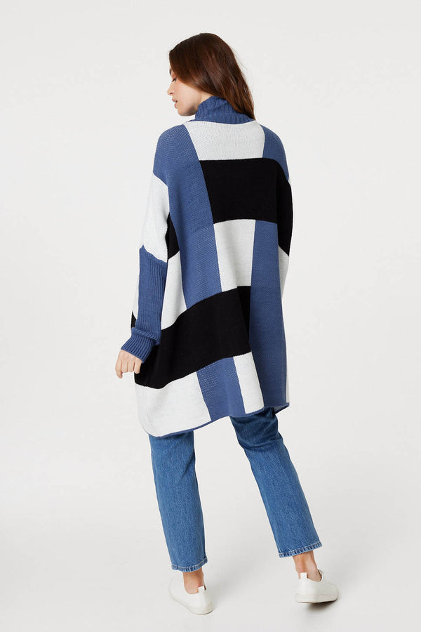 Blue | Colour Block Oversize Knit Jumper