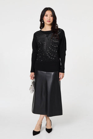 Black | Sparkle Front Batwing Sleeve Jumper
