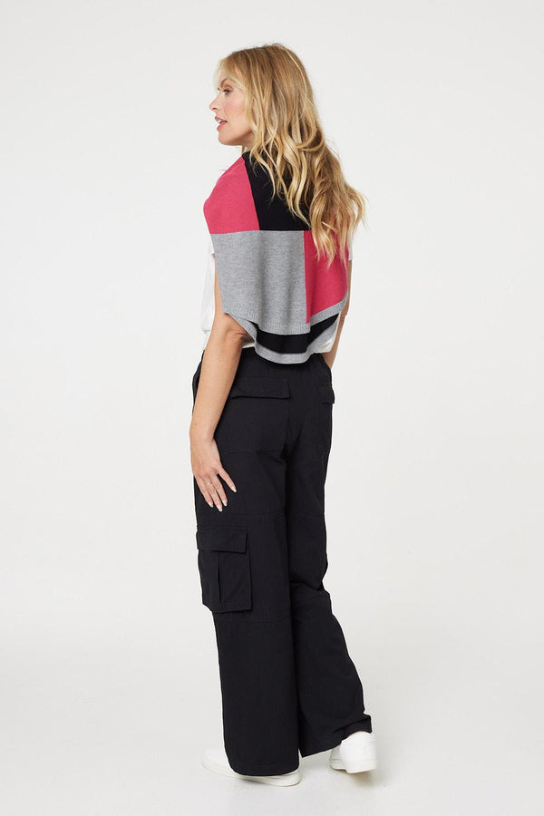Black | Colour Block Relaxed Knit Pullover
