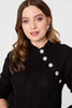 Black | Textured Knit Button Detail Jumper
