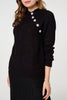 Black | Textured Knit Button Detail Jumper
