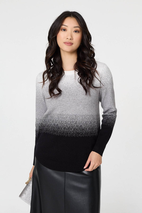 Grey | Ombre Print Long Sleeve Jumper
