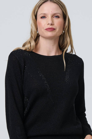 Black | Sparkly Fine Knit Slim Jumper
