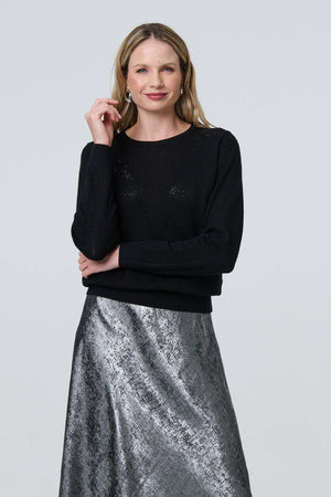 Black | Sparkly Fine Knit Slim Jumper
