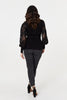Black | Floral Lace Puff Sleeve Fitted Knit Top
