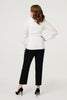 Cream | Floral Lace Puff Sleeve Fitted Knit Top