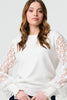 White | Sheer Lace Sleeve Knitted Jumper
