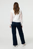 White | Sheer Lace Sleeve Knitted Jumper
