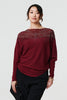 Red | Lace Trim Batwing Long Sleeve Jumper
