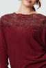 Red | Lace Trim Batwing Long Sleeve Jumper

