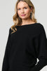 Black | Lace Trim V-Back Boat Neck Jumper Top
