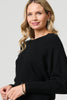 Black | Lace Trim V-Back Boat Neck Jumper Top
