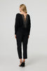 Black | Lace Trim V-Back Boat Neck Jumper Top
