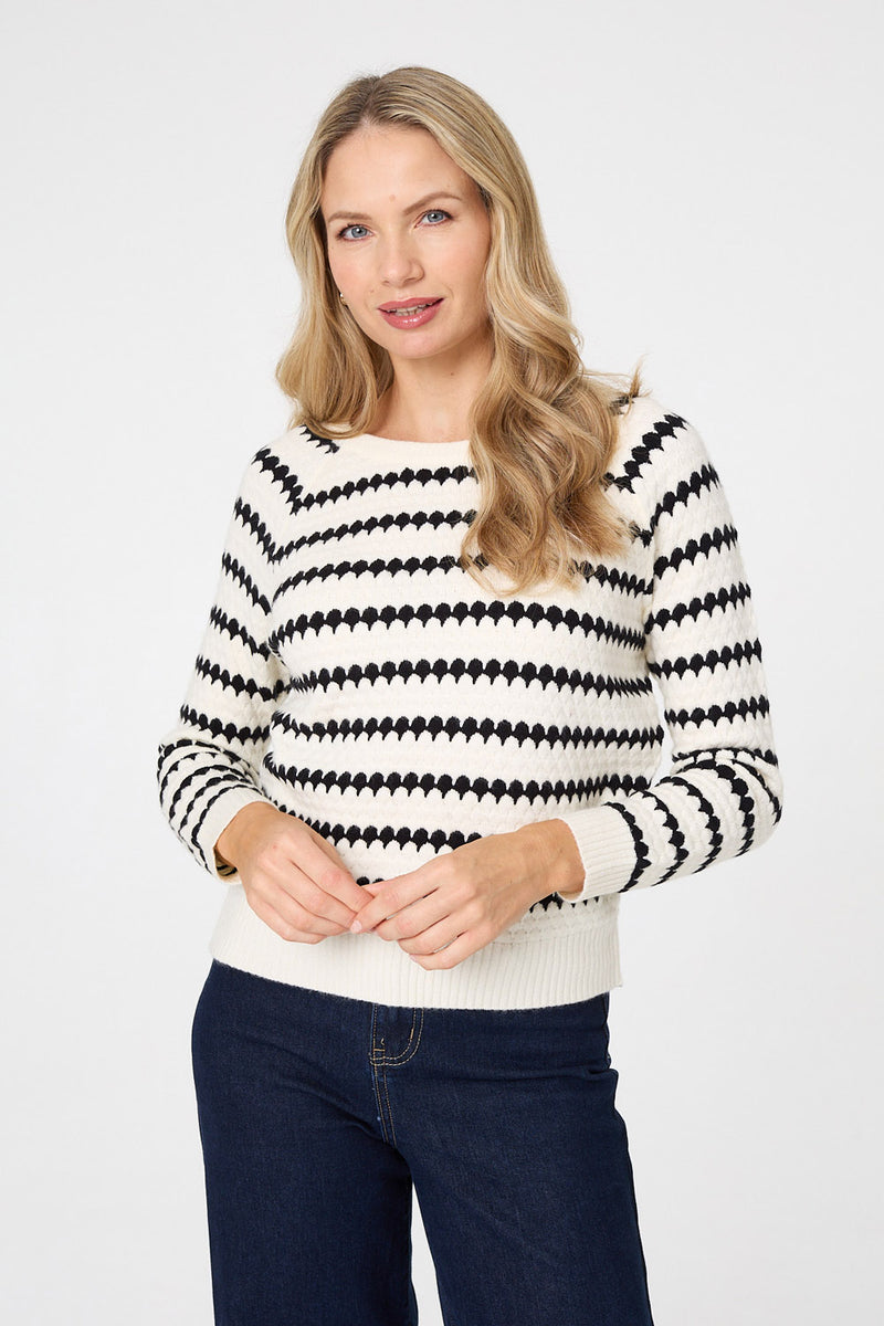 Stripe Textured Long Sleeve Jumper